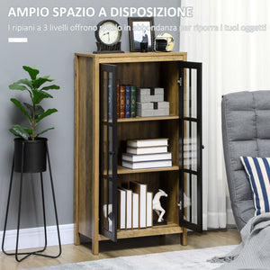 Credenza 2 Ante in Vetro 60x35x120 cm in Legno Truciolare Marrone