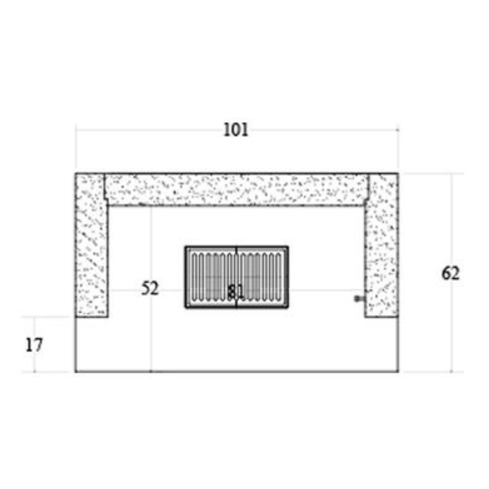 Camino legna prefabbricato refrattario focolare semiaperto qr100f2lat riscaldamento