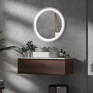 Specchio da Bagno Ø70x3 cm con LED 3 Colori Regolabili in Metallo e Vetro