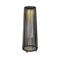 Lanterna Solare da Giardino LED con Pannello di Ricarica in Rattan e Metallo  Ø21.5x61cm Nero