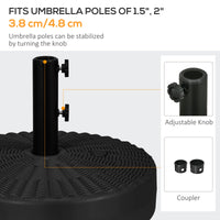 Base per Ombrellone da Giardino 3 m con Maniglie Incorporate Ø51x36 cm in HDPE e Acciaio Nero