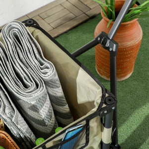 Carrello da Giardino Pieghevole 78L 105x52x70-110 cm in Acciaio Tessuto Oxford e Plastica Kaki