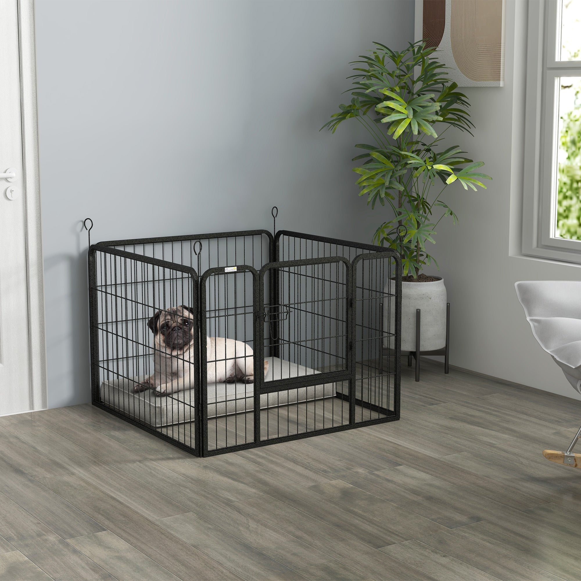 Recinto per Cani Pieghevole 82x82x60 cm in Metallo Grigio