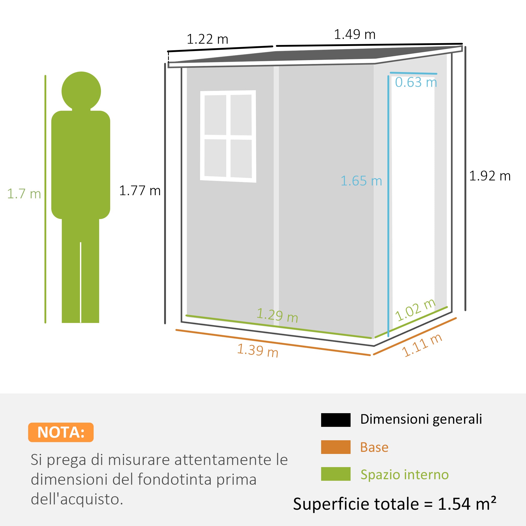 Casetta da Giardino con Finestra e Doppia Porta 122x149x192 cm in Alluminio e PP Grigio