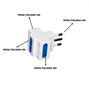 Adattatore triplo attacco piccolo bianco 10 ampere ecova