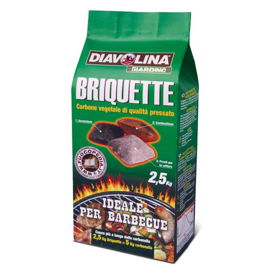 Diavolina briquette carbone vegetale pressato 2,5 chilogrammi