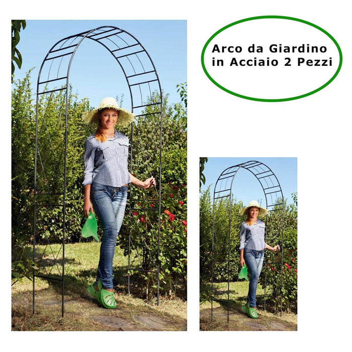 Arco per rampicanti da giardino in acciaio confezione da 2 pezzi