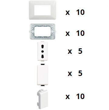 Kit base composto bticino matix placca supporto presa falso polo pulsante