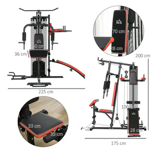 Stazione Fitness Multifunzione 225x175x200 cm in Acciaio e PU Nero