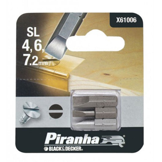 Inserti piranha x61006 mm 4-6-7,2 pezzi 3 black and decker