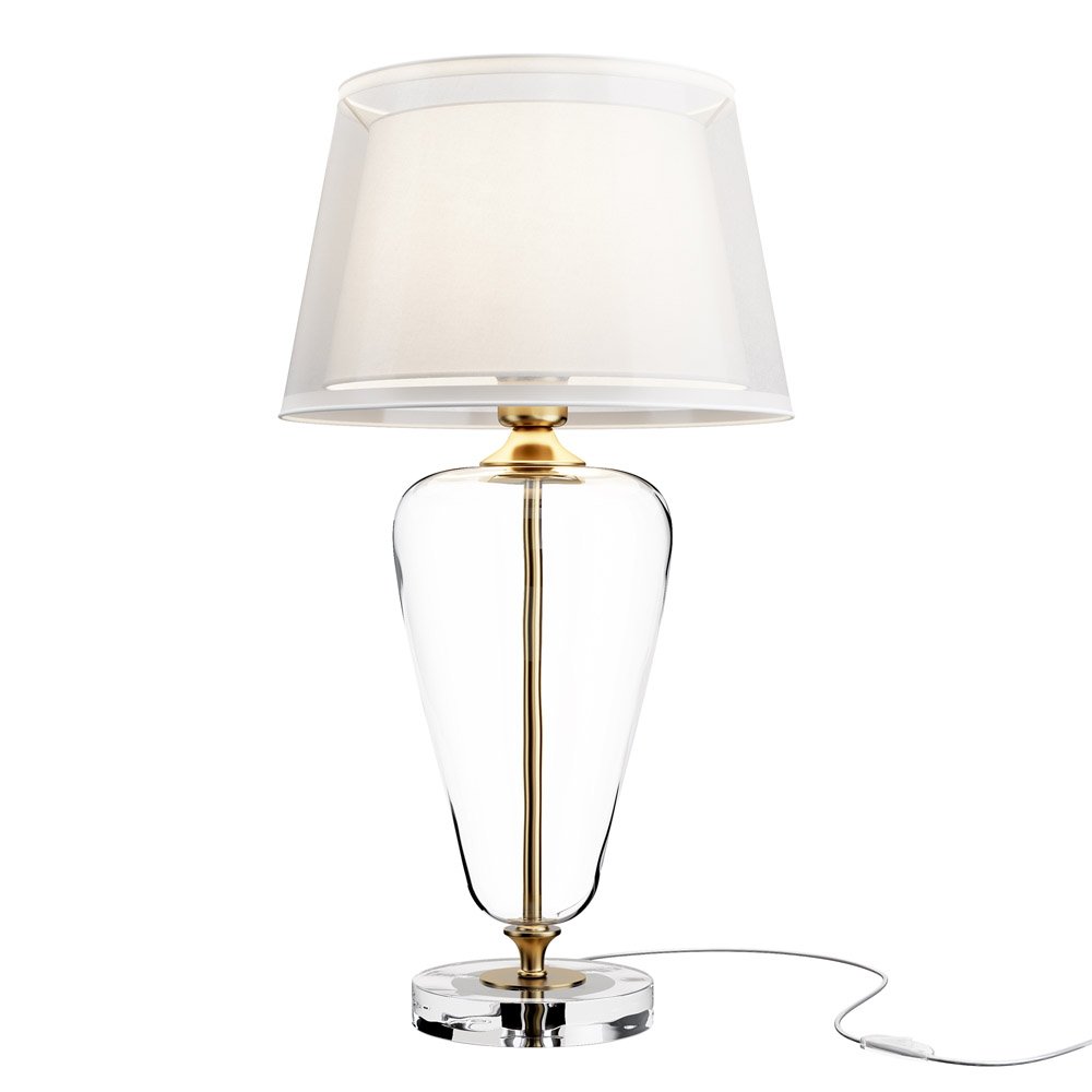 Lampada Da Tavolo Moderno Verre Metallo Ottone 1 Luce E27 40W