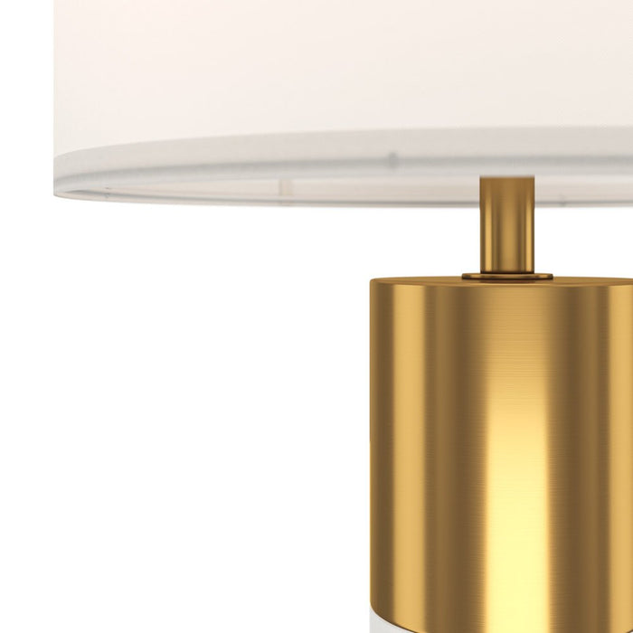 Lampada Da Tavolo Moderno Bianco Metallo Ottone Paralume Tessuto 1 Luce E27 60W