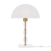 Lampada Da Scrivania Contemporanea Prima Metallo Ottone Diffusore Cotone Bianco