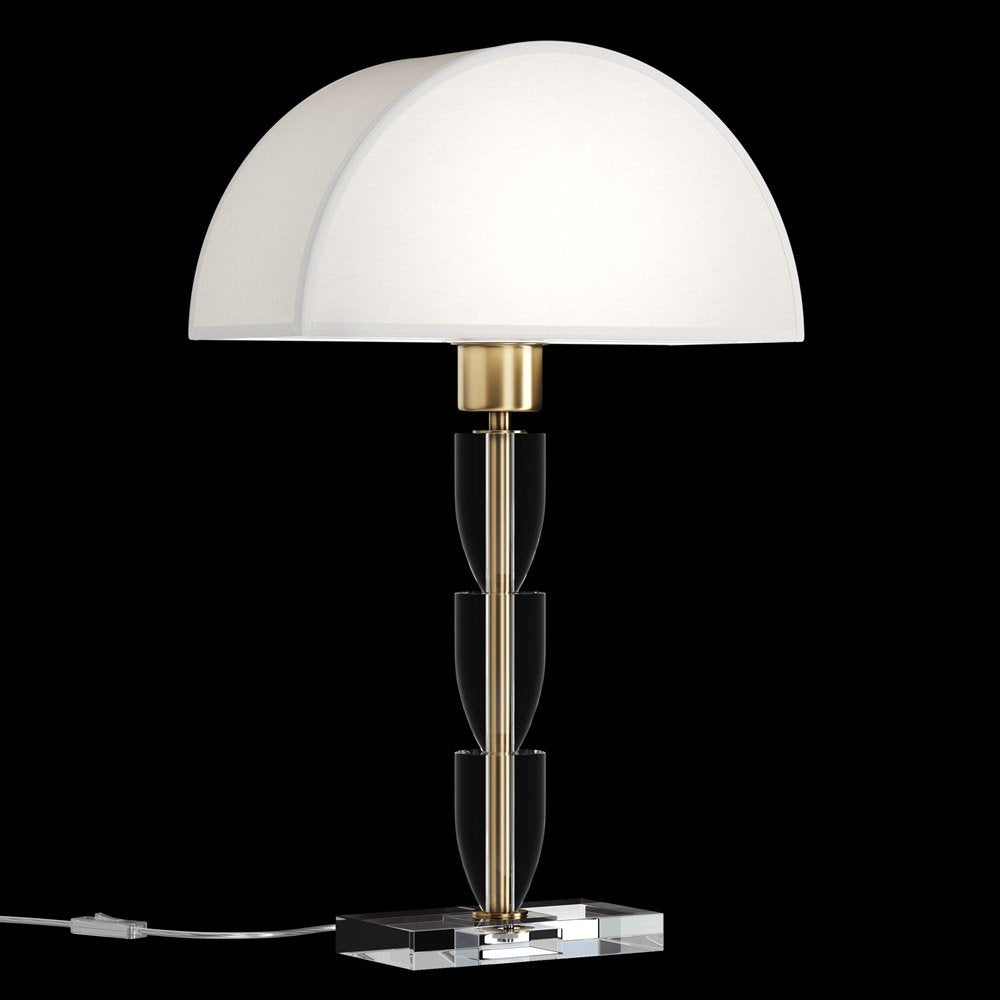 Lampada Da Scrivania Contemporanea Prima Metallo Ottone Diffusore Cotone Bianco