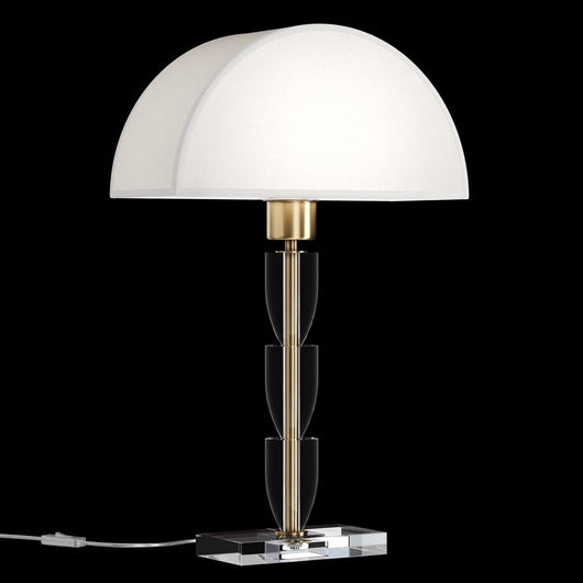 Lampada Da Scrivania Contemporanea Prima Metallo Ottone Diffusore Cotone Bianco