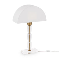 Lampada Da Scrivania Contemporanea Prima Metallo Ottone Diffusore Cotone Bianco