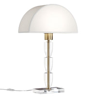 Lampada Da Scrivania Contemporanea Prima Metallo Ottone Diffusore Cotone Bianco