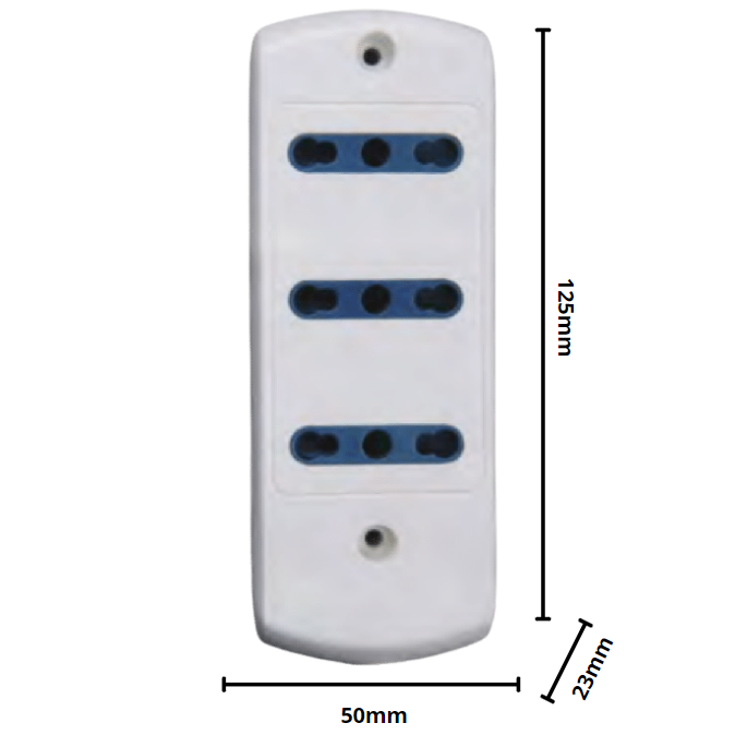 Multipresa elettrica ecova 3 ingressi bivalenti 10/16a colore bianco