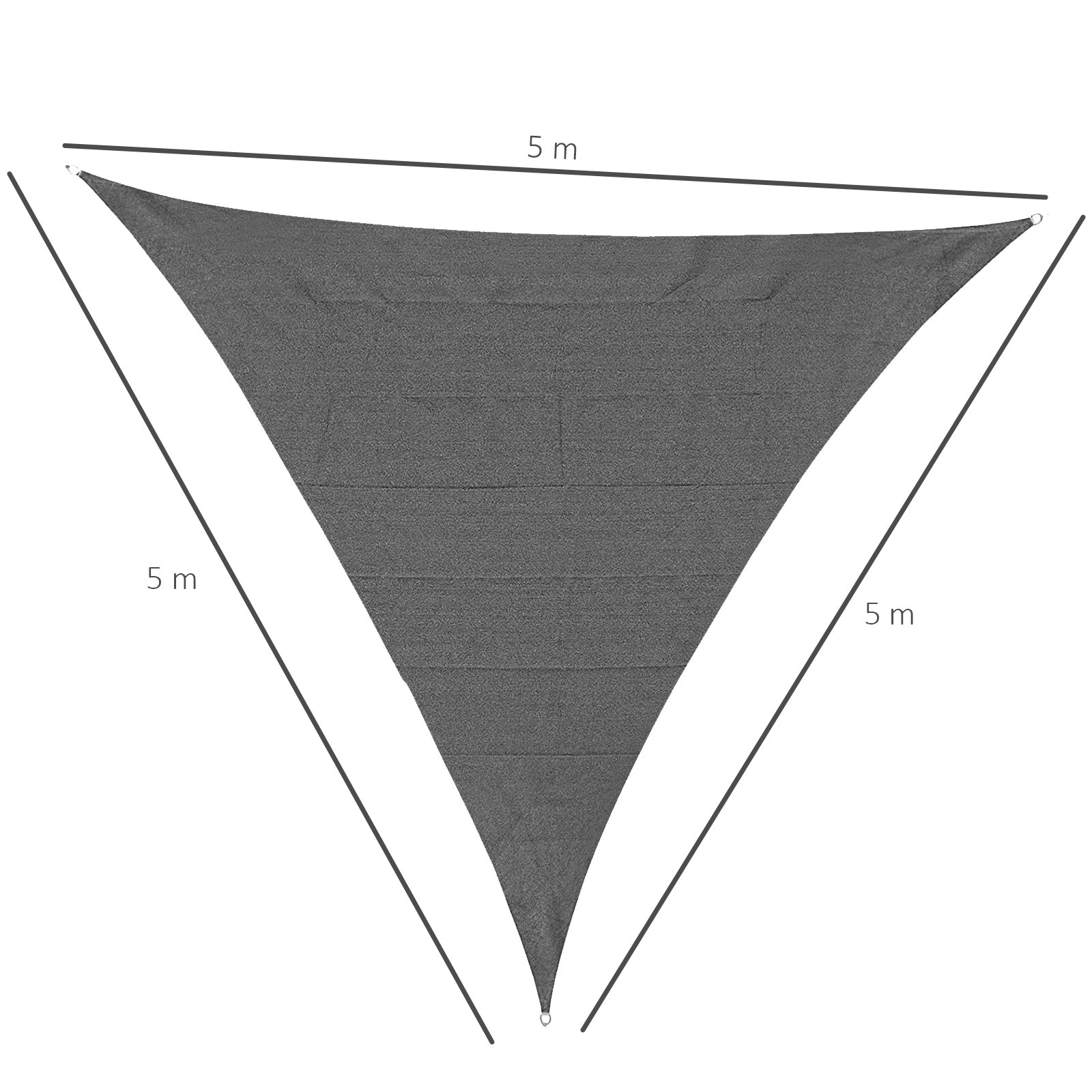 Tenda a Vela Triangolare Anti-UV e Traspirante 5x5x5 m con Ganci a D in Polietilene