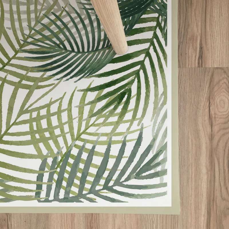 Tappeto in vinile Tropical Acquerello verde 48x98 cm Decochic