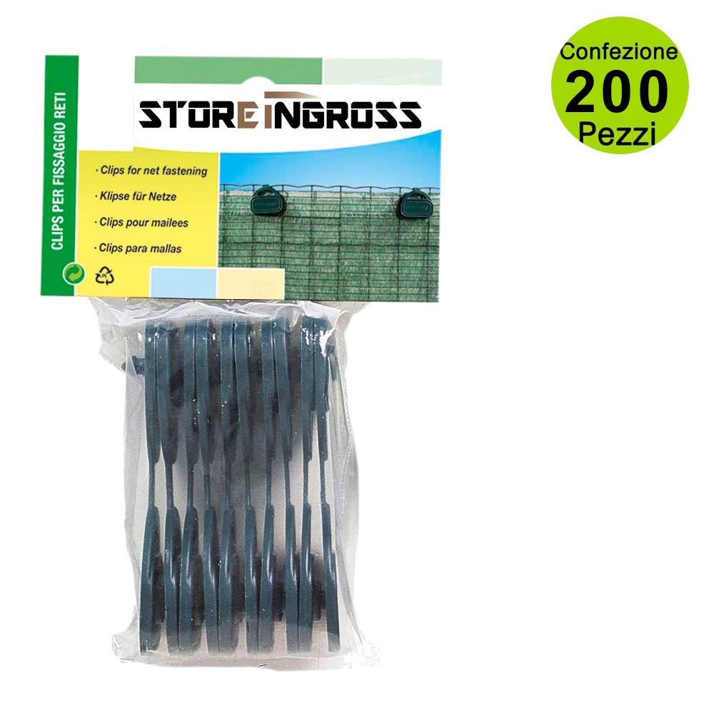 Multipack da 200 pz clips per fissaggio reti super pe