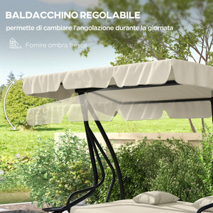 Dondolo Letto da Giardino 200x120x164 cm in Acciaio e Teslin Crema