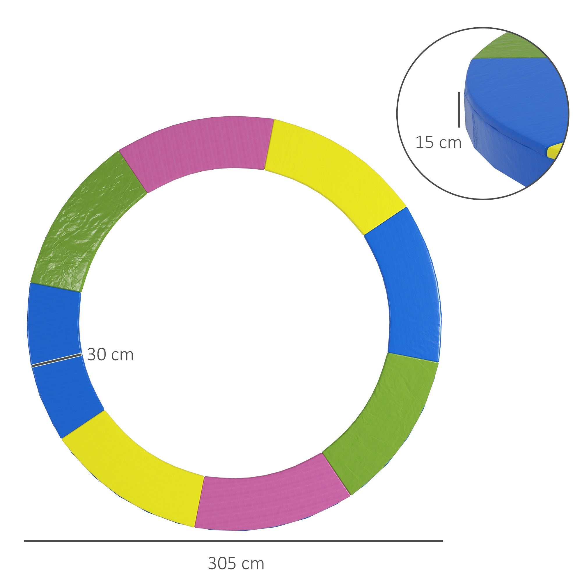 Copertura Tappeto Elastico Pieghevole e Portatile Ø305x30 cm in Plastica PE e Schiuma Multicolore