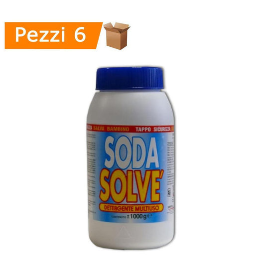 Multipack da 6 soda solve' solvay sodio carbonato barattoli da 1 kg ciascuno