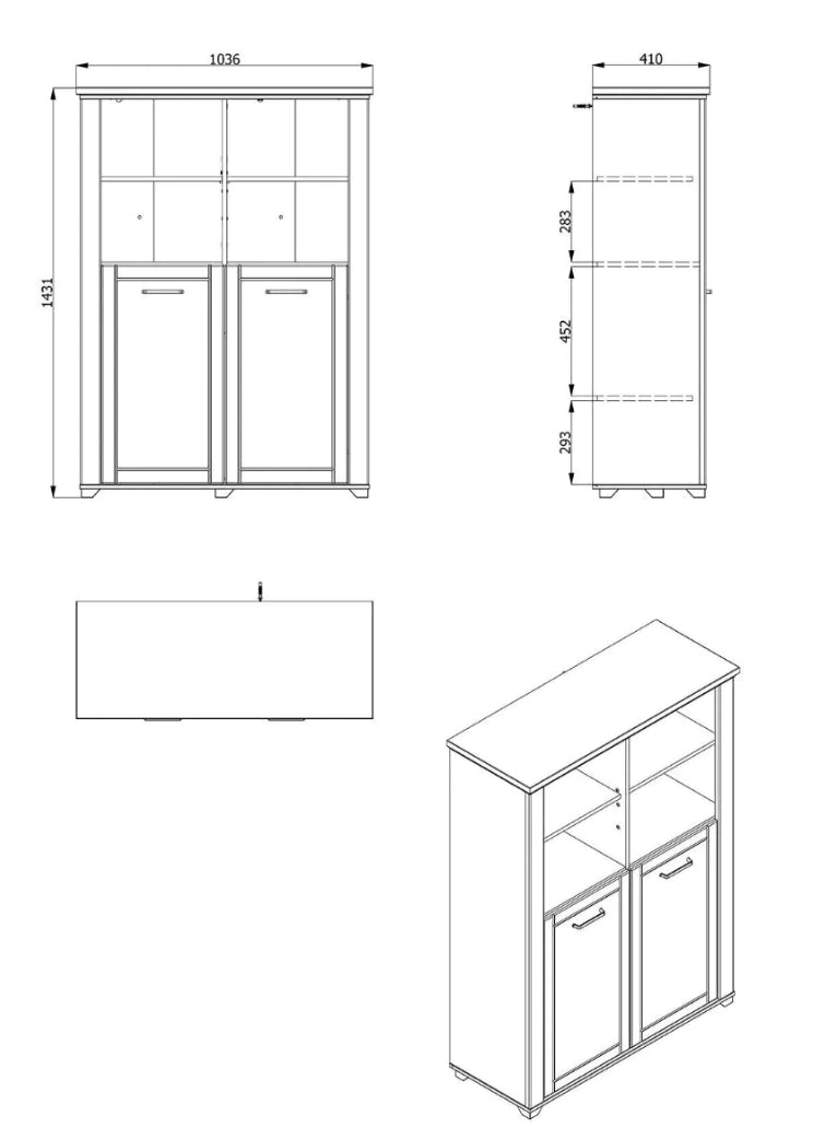 Vetrina contemporanea a 2 ante, finitura Rovere e Carbone, ZFM28311011