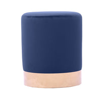 Pouf tondo di design rivestito in velluto blu