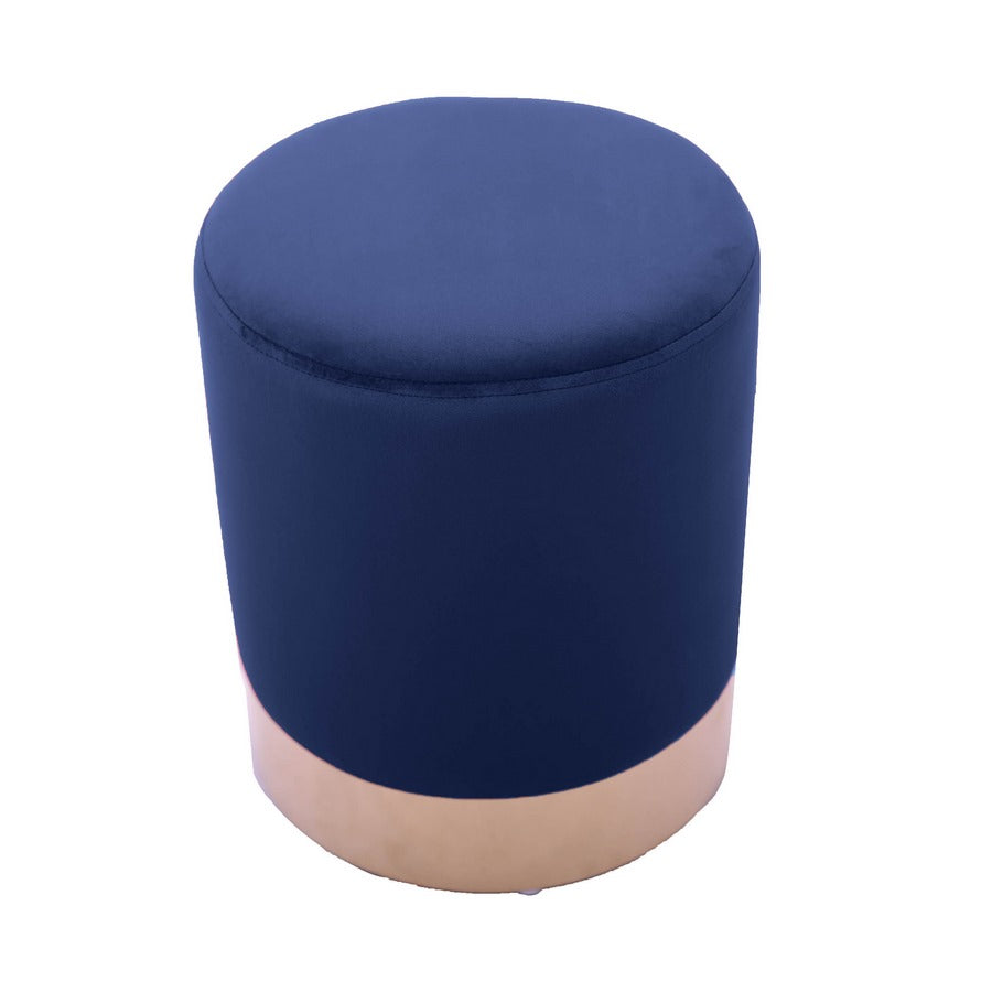 Pouf tondo di design rivestito in velluto blu