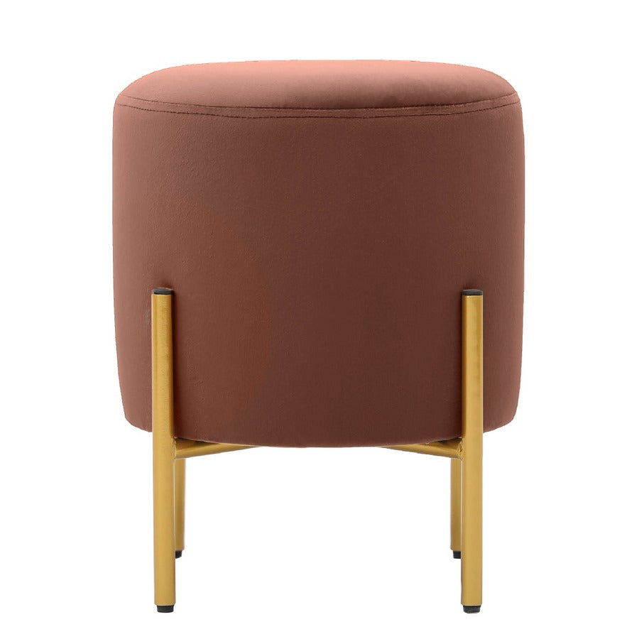 Pouf tondo da salotto in velluto marrone