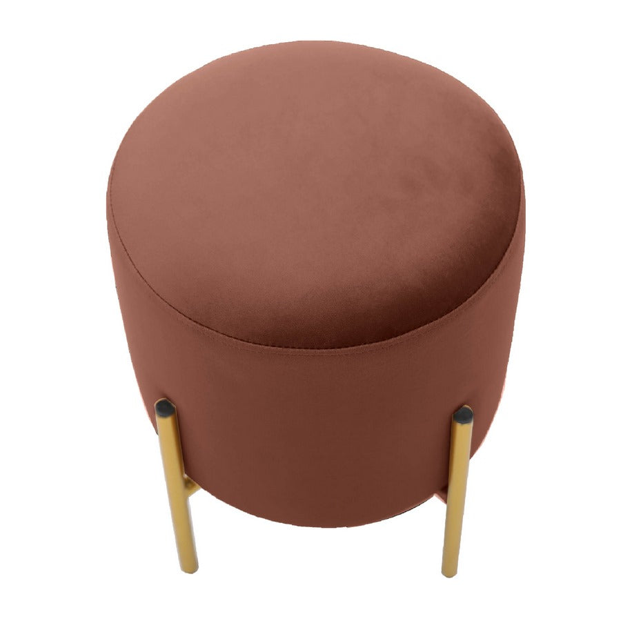 Pouf tondo da salotto in velluto marrone