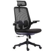 Sedia Direzionale da Ufficio 62x64x119/139 cm Ergonomica con Poggiabraccia Richiudibili Nera