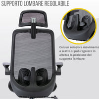 Sedia Direzionale da Ufficio 62x64x119/139 cm Ergonomica con Poggiabraccia Richiudibili Nera