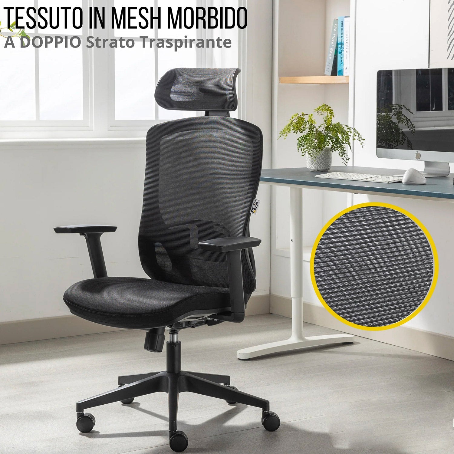 Sedia Direzionale da Ufficio 62x64x119/139 cm Ergonomica con Poggiabraccia Regolabili Nera