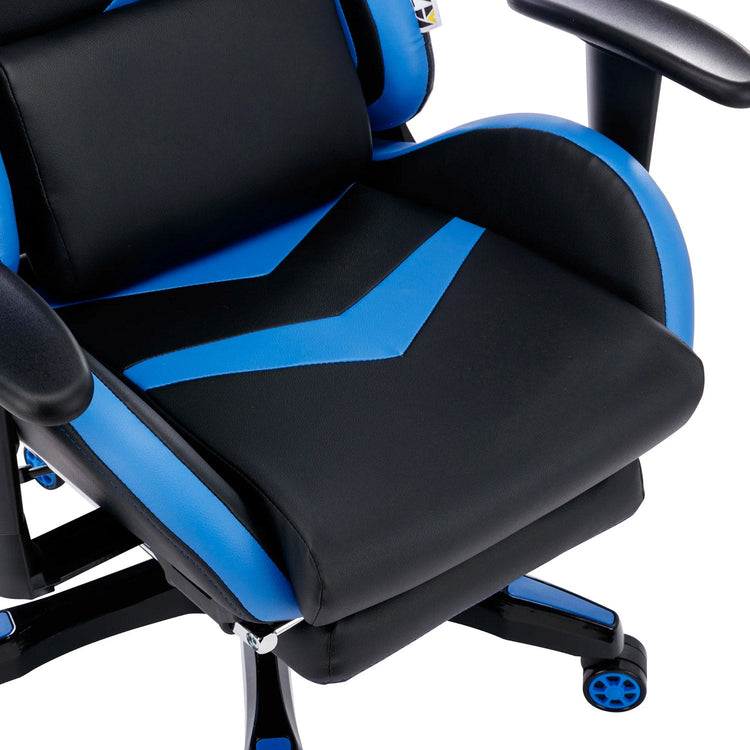 Sedia Gaming da Ufficio 68x55x129/139 cm con Poggiapiedi e Supporto Lombare Blu e Nero