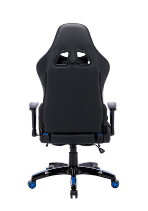 Sedia Gaming da Ufficio 68x55x129/139 cm con Poggiapiedi e Supporto Lombare Blu e Nero