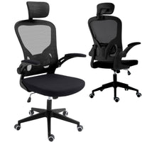 Sedia Direzionale da Ufficio 62x63x119/129 cm Ergonomica con Braccioli Pieghevoli Nera