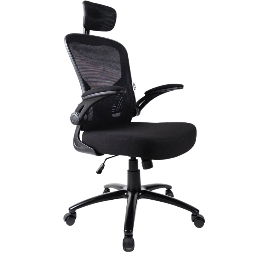 Sedia Direzionale da Ufficio 62x63x119/129 cm Ergonomica con Braccioli Pieghevoli Certificata EN1335 Nera