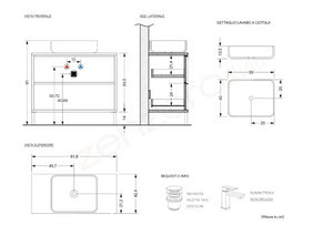 Mobile da bagno due cassetti Nero Frassinato con piedini L.92 cm, Made in Italy 