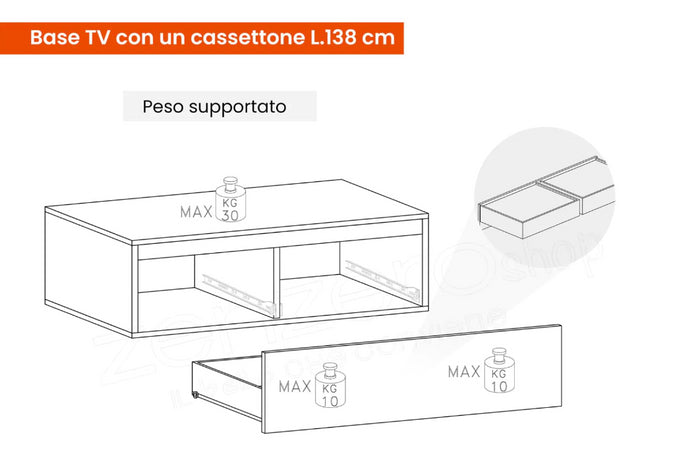 Parete attrezzata di design Made in Italy, Argilla e Mercure, ZLCINFNCOMPN38-1