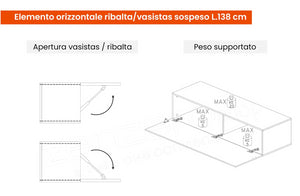 Parete attrezzata economica dal design moderno, finitura Bianco lucido e Cadiz, ZLCINFNCOMPN41-1