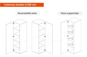 Libreria con anta e vani a giorno, finitura Ardesia e Gesso, ZLCINFNLIB02