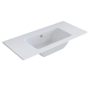 Lavabo ad incasso mineral marmo colore bianco opaco mobile composizione bagno *** misure 91x46 cm, confezione 1