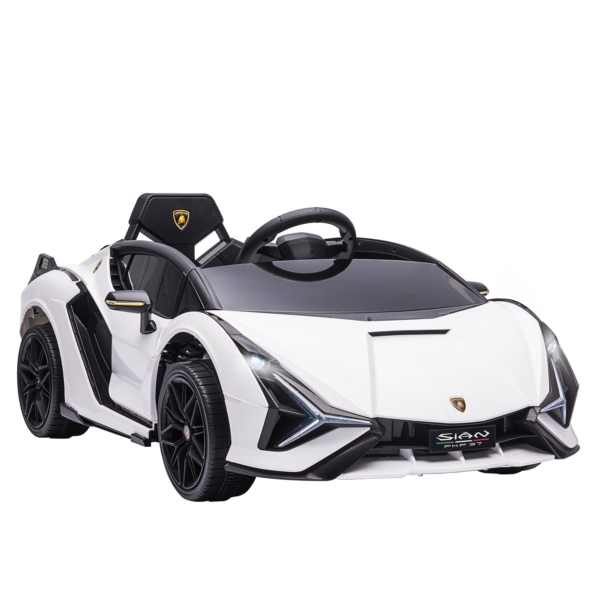 Macchina Elettrica per Bambini 12V con Licenza Lamborghini Sian FKP 37 Bianca