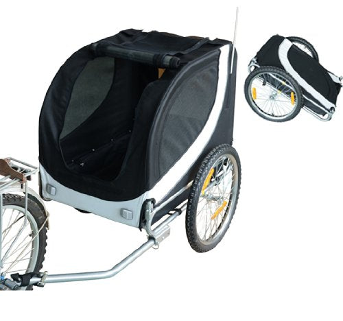 Rimorchio per Animali Domestici Pieghevole da Bicicletta 130x90x110 cm Bianco e Nero