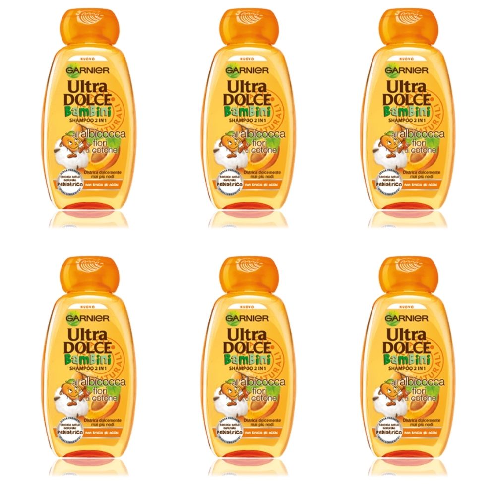 Shampoo 2in1 bambini garnier ultra dolce all'estratto di albicocca 6 confezioni da 300 ml