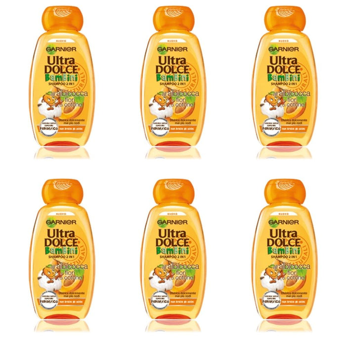 Shampoo 2in1 bambini garnier ultra dolce all'estratto di albicocca 6 confezioni da 300 ml