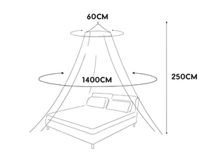 Zanzariera Letto Matrimoniale 60X250X1400cm Universale Forma a Cupola